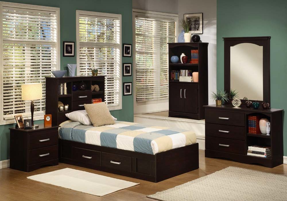 Unique Twin Bedroom Set Mocha Color Code A2606BR